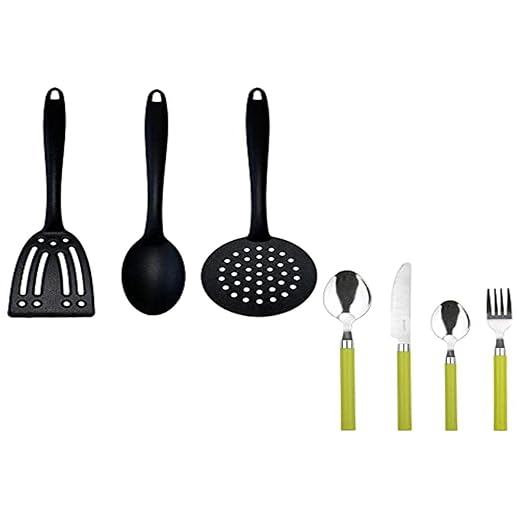 Cuberteria 24 Piezas De Acero Inoxidable Happie Green Con Set De 3 Utensilios De Cocina En Nylon - Renberg En Oferta Renberg Pk3009 Cuberteria 24 Piezas Acero Inoxidable Happie Green Con Set De 3 Utensilios De Cocina En Nylon