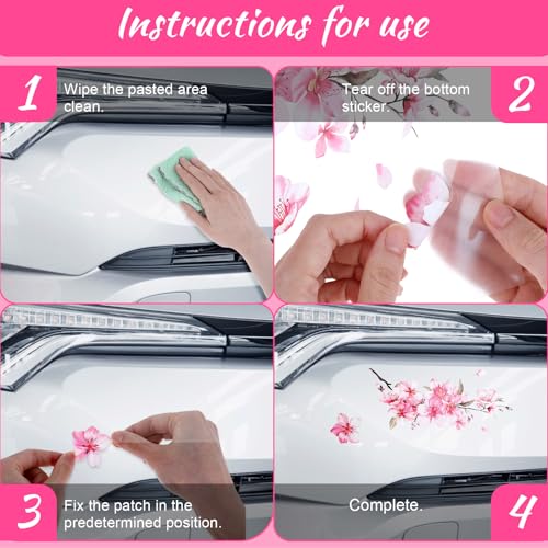 Image of Gjinxi 2 Pcs Car Stickers for Women, Cherry Blossom Vinyl Car Sticker Scratches Stickers Car Decoration, Vinyl Waterproof Sticker Decal Car Motocycle Laptop Wall Window Luggage Bumper Sticker