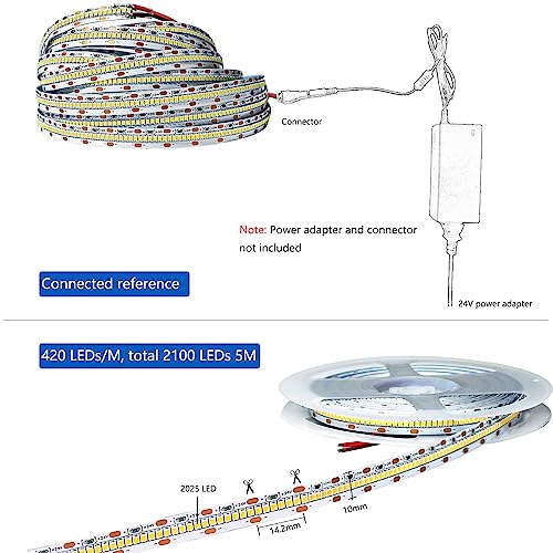 Tira de luces LED 24V blanco natural 5m 2100 LEDs miniatura 5