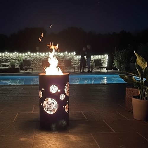 TiKo-Design Feuertonne - Lagerfeuertonne - Feuerkorb mit Retro Motiv – Verleihen Sie Ihrem Garten EIN besonderes Ambiente für unvergessliche Abende mit ihren Freunden