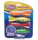 Wahu Dash Divers Pool Diving Toy Set with 5' Diving Sticks Marked with Points, 4-Piece Underwater Diving Torpedoes Set for Kids Ages 5+, Glides up to 20'
