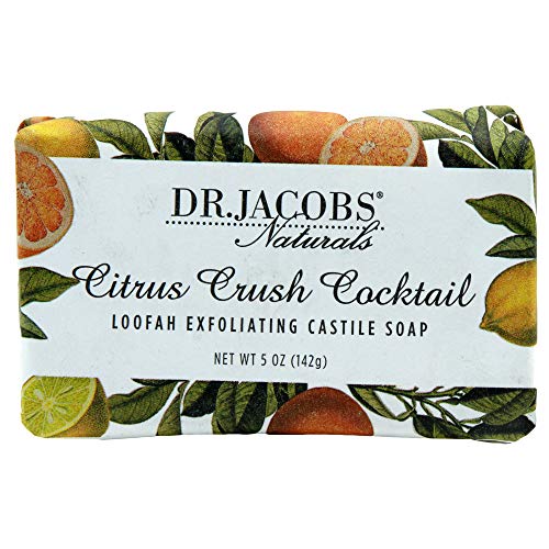Dr Jacobs Naturals Pure Castile Vegan Bar Soap - Triple Milled Exfoliating Castile Bar Soap, 5 oz. - Free of Parabens, Sulfates, Synthetics, Gluten, GMOs (Citrus Crush Cocktail)