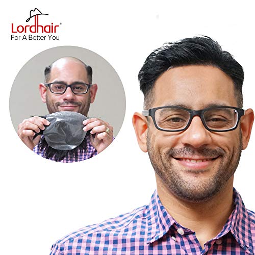Lordhair Toupee with Human Hair and 0.06mm Super Thin Skin All V-looped Technology Toupee Mens Hair Pieces Hair Replacement