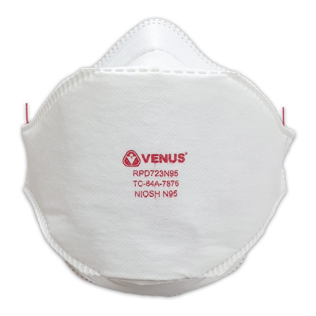 VENUS - V-1100 RPD723 N95 - N95 Medical Respirator Mask - NIOSH Certified, Unisex Fold Flat Beetle Style, Anti-Pollution, Head Loop with Adjuster Bead - White - Pack of 15