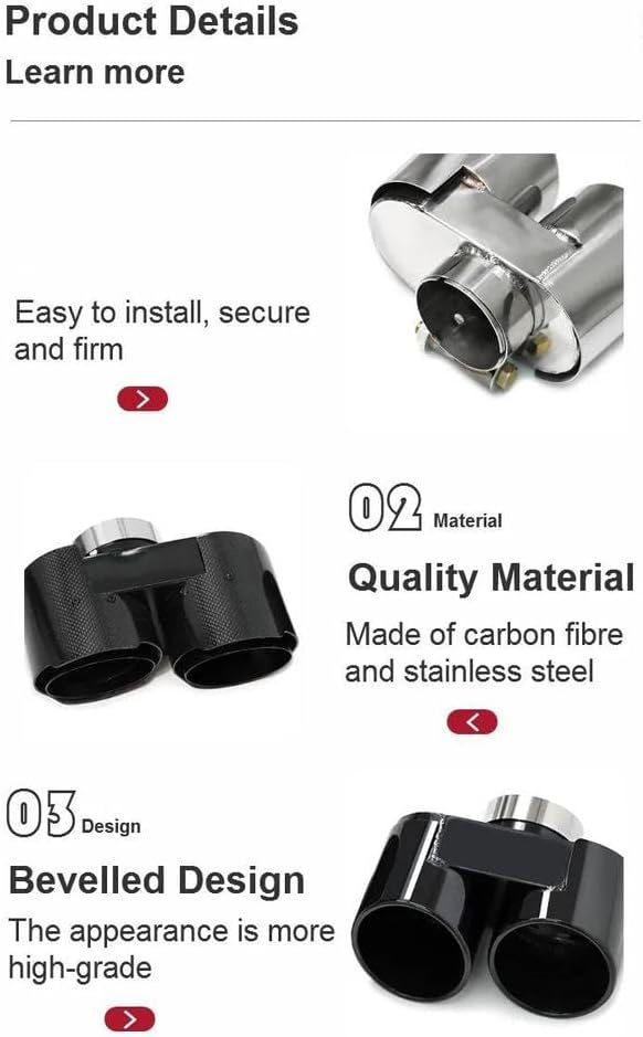 Spare Parts For BMW G20 G21 330i 330d 330e 320i Round Muffler Quad Stainless Steel Carbon Fiber Tailpipe Exhaust System(Silver)