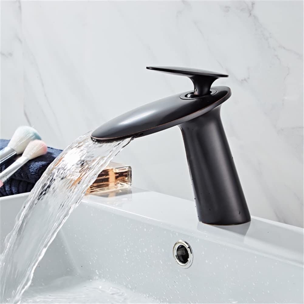 Robinet de lavabo en laiton massif or rose au design cascade élégant