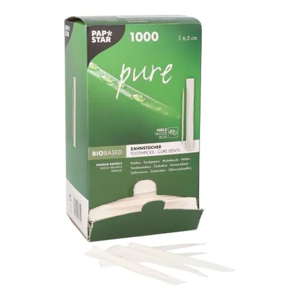 PAPSTAR 1000 Palillos de Dientes Multiusos para Catering, vajilla, Madera única, Referencia 16701