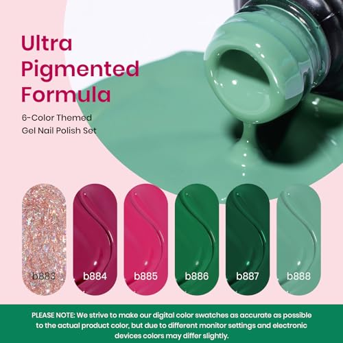 Image of Beetles Gel Nail Polish Set, Burgundy Purple Red Green Glitter Gel Polish Soak Off Nail Art Beauty Gift Set for Women
