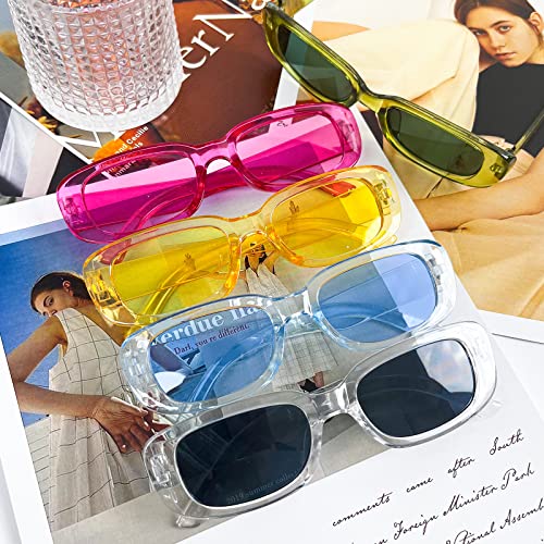 SUNOVELTIES 10 Pack Rectangle Sunglasses for Women Retro Narrow Square Glasses 90s Aesthetic Vintage Eyewear Uniex Adult4