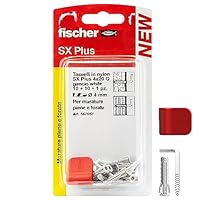 Fischer 10 Haken zum Aufhängen von Bildern weiß mit 4 mm Dübeln und Befestigungsclips, saubere Montage an der Wand für schwere Bilderrahmen, 567557