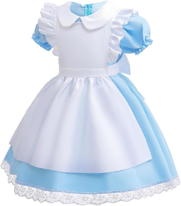 Dressy Daisy Fancy Wonderland Party Costume Dress Up Set with Apron Pinafore & Headband for Little Girls Size 2T to 14