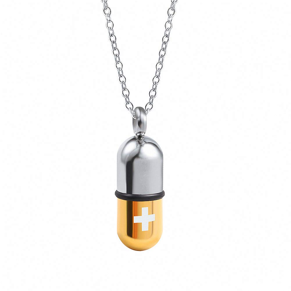 CacoffayCapsule Tube Cremation Jewelry Men's Women Stainless Steel Pendant Necklace, Pet Human Memorial Ash Jewelry Detachable Perfume Bottle