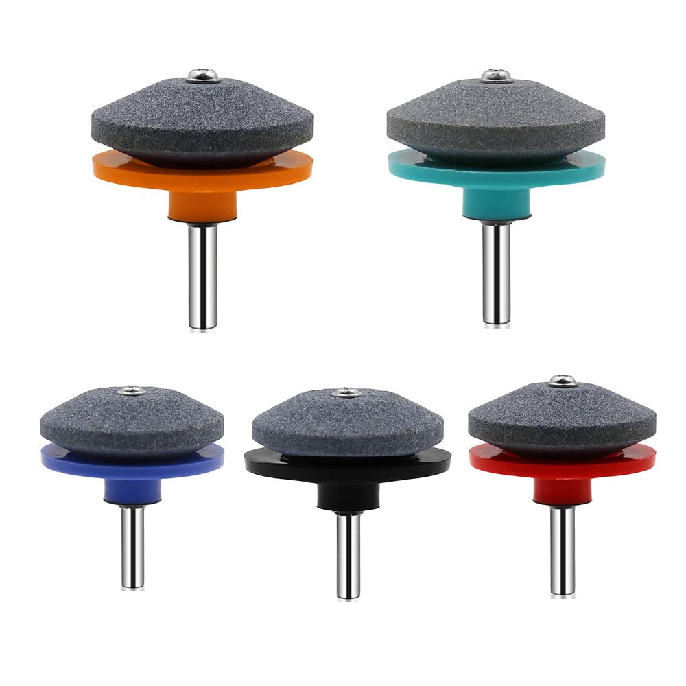 Opexicos 5Pcs Black Orange Red Green Blue Lawn Mower Sharpener Lawnmower Sharpener for Power Hand Drill for Power Hand Drill Knife Sharpening Stone