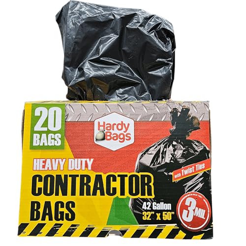 Hardy Bags Contractor Trash Bags – 42 Gallon Heavy-Duty, 3 Mil Thick, 20 Count Box, Extra Strong Construction, Tear & Puncture Resistant (Contractor, Pack of 1) - Thumbnail 5
