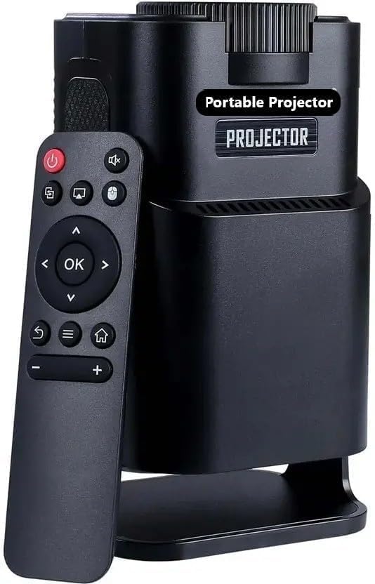 portable mini projector–4k 1080p 30fps full hd,180° rotatable wifi projector, bluetooth 5.0,android 11,dual band 2.4g/5g,home theater & outdoor use,compatible with tv stick/windows/ios/android