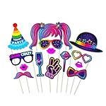 25pcs Glow Neon Party Photo Booth Props with Stick, Glow Patterns Selfie Props Neon Birthday Prop for Let's Glows sThemed Neons Glows in The Dark Disco Black Light Party Decoration Supplies - Image 3