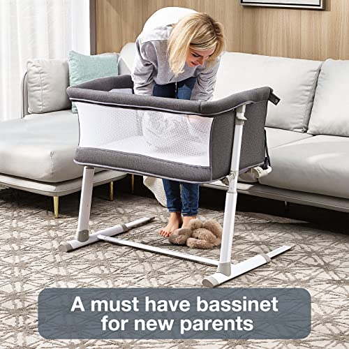 Ronbei Baby Bassinet, Bedside Sleeper,Baby Bed To Bed,Babies Crib Bed, Adjustable Portable Bed For Infant/Baby Boy/Baby Girl/Newborn (Dark Grey) #TOP4