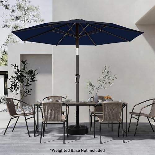 Image of AreShark 9 FT Patio Umbrella for Outdoor, Outdoor Umbrella with Push Button Tilt and Crank, Outdoor Patio Umbrellas with 8 Sturdy Ribs for Market, Garden, Deck, Backyard, Pool (Navy)