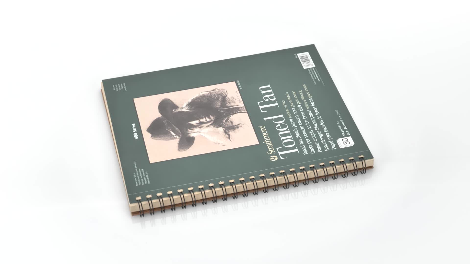 Strathmore 400 Toned 118gsm Paper Spiral Bound Sketchpad, Fine Grain, 9 x 12 in, 50 Tan Sheets, For Professionals & Students