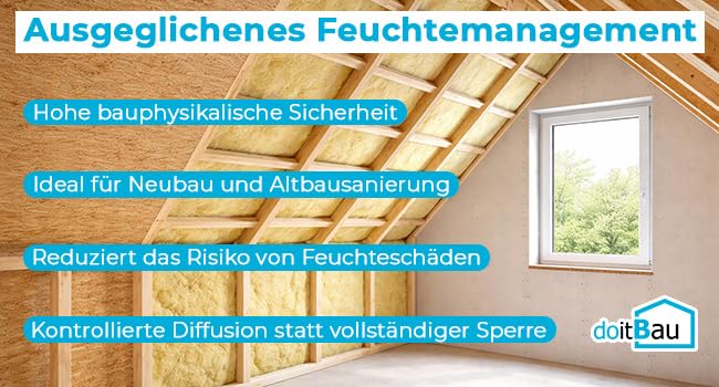 75 m² – doitbau dejett 2 de fieltro transpirable Vapor freno techo Tren Barrera de vapor freno Tren