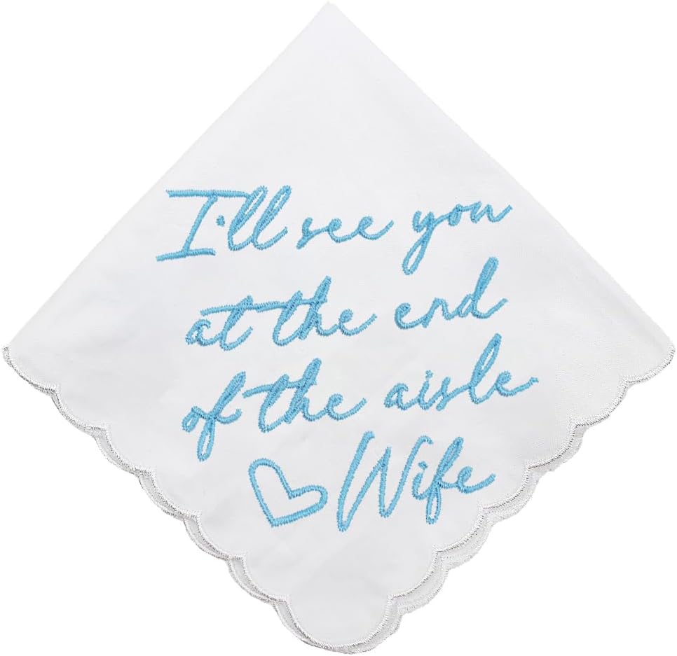 Something Blue Embroidered Groom Wedding Handkerchief Bride Gift Wedding Accessory Bridesmaid Gift
