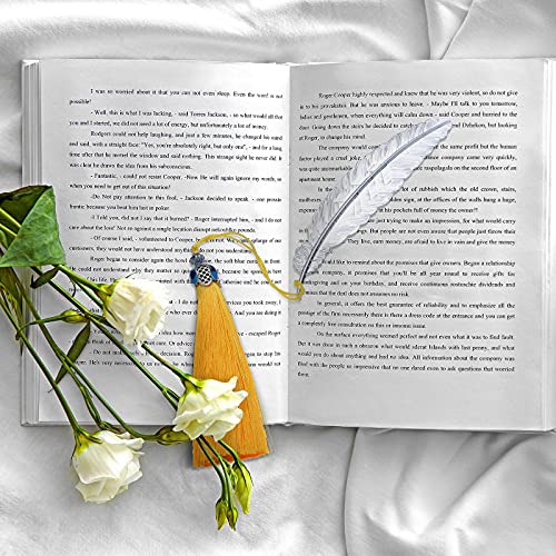 18 Pieces Metal Feather Bookmark Vintage Birthday Gifts For Women Men, Book Mark For Book Lover Feather Shaped Bookmark Assorted Colors Metal Page Markers With Tassels For Reader Teacher Writer #TOP6