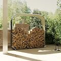 Ball & Cast Galvanized Steel Wood Shed Firewood Storage Rack,Holder Tool House with Rubberized Edge,Waterproof Cabinet w/Wraparound Top Cover,Shelter for Patio,Lawn,Dark Gray