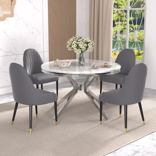 AF ARTISAN FURNITURE Round Marble Dining Table Set for 4,