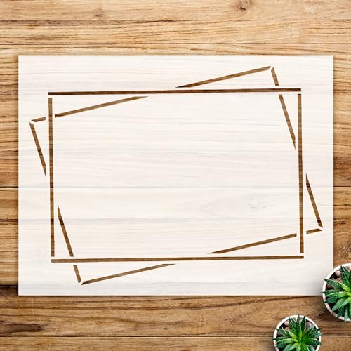 Geometric Tall Rectangular Frame Stencil for Walls and Crafts, Reusable Mylar Template, Ideal for Home Decor and DIY Projects - Size A2 (23.4
