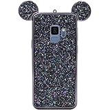 Galaxy S9 Case, MC Fashion Cute Bling Bling Sparkle Glitter 3D Mickey Mouse Ears Flexible and Protective TPU Case for Samsung Galaxy S9 (2018 Release) (Black)