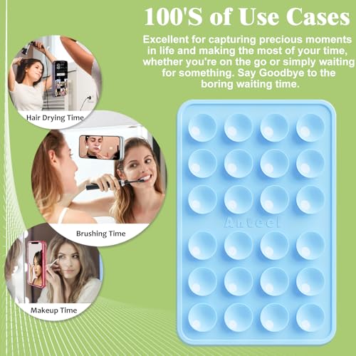 Image of PKYAA Silicone Suction Phone Case Adhesive Mount, Upgraded Super Strong Grip, Durable, Easy to Use, Hands-Free Sticky Phone Holder for Selfies, Tiktok Videos, 2.56 inchx3.94 inch (BLK&BLK)