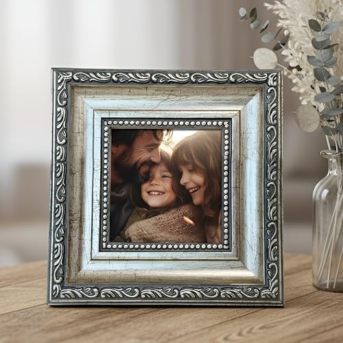 Image of Art Street Elegant Vintage Table Photo Frame for Tabletop With Back Stand, 5x5 Inch Photo, Decorative Frames Perfect for Home Decor, Unique Gift Idea, Durable, Birthday, Wedding, Return Gift (Gold)