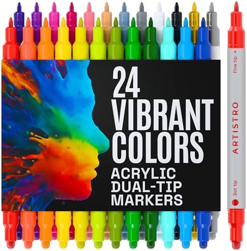 ARTISTRO 24 Acrylic Paint Markers for Rock, Fabric, Wood, Glass, ...