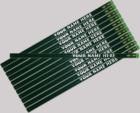 Lápices personalizados hexagonales verdes oscuros 12 unidades miniatura 1
