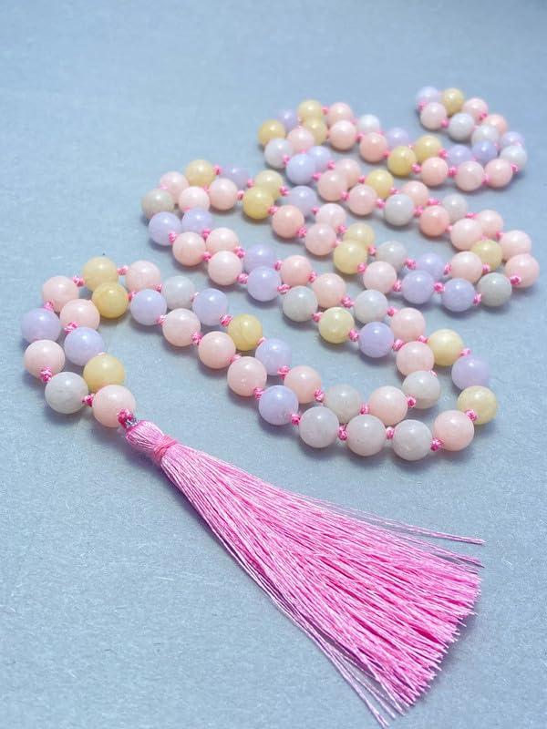 Mala 108 perles en morganite contre le stress et l'anxiété