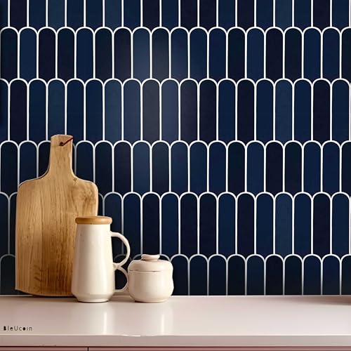 Image of Scala Bleucoin Peel and Stick Tile Stickers Vinyl Self-Adhesive Backsplash for Kitchen & Bathroom Easy DIY Home Decor Water-Resistant & Tile Decals Pack of 24 Pcs (Blue, 4 inch x 4 inch Inches)