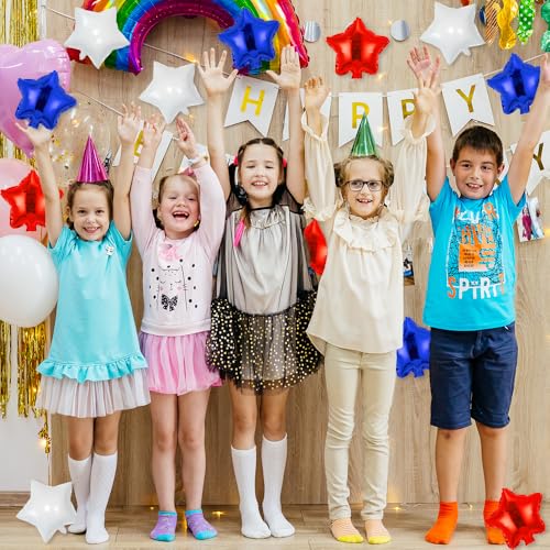 Image of 30 pcs Red Blue White Star Foil Balloon, 10 Inch Red Blue White Star Balloons Mylar balloons for Wedding Decoration Party balloon Birthday Decoration