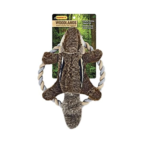 Ruffin-It-Woodlands-Stuffed-Plush-Dog-Toy Woodlands Plush Chipmunk Rope Ring