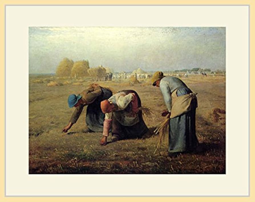 額装　名画　落穂拾い　ミレー　白黒 J=F・ミレー 「落穂拾い（ミニアチュール）」 | | アトリエ