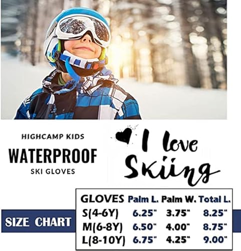 Highcamp Kids Boy Girl Waterproof Ski Snow Gloves Cold Weather Warm Winter Gloves,Aqua Blue M #TOP6