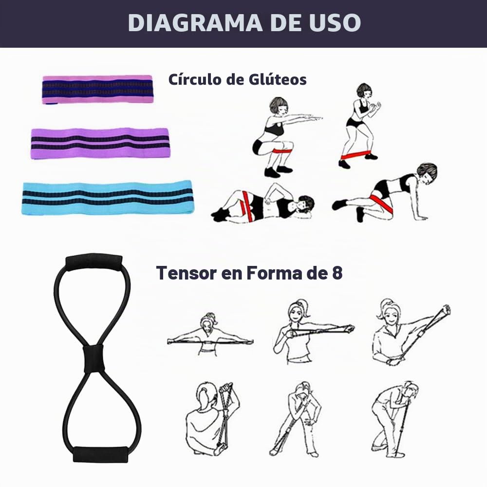 11 Artículos Kit Pilates, Pilates Accesorios, Equipo De Yoga, para Uso En Muslos, Pantorrillas, Glúteos Y Abdomen, para Casa Y Gimnasio Yoga Estiramiento Fitness (Negro (Negro)