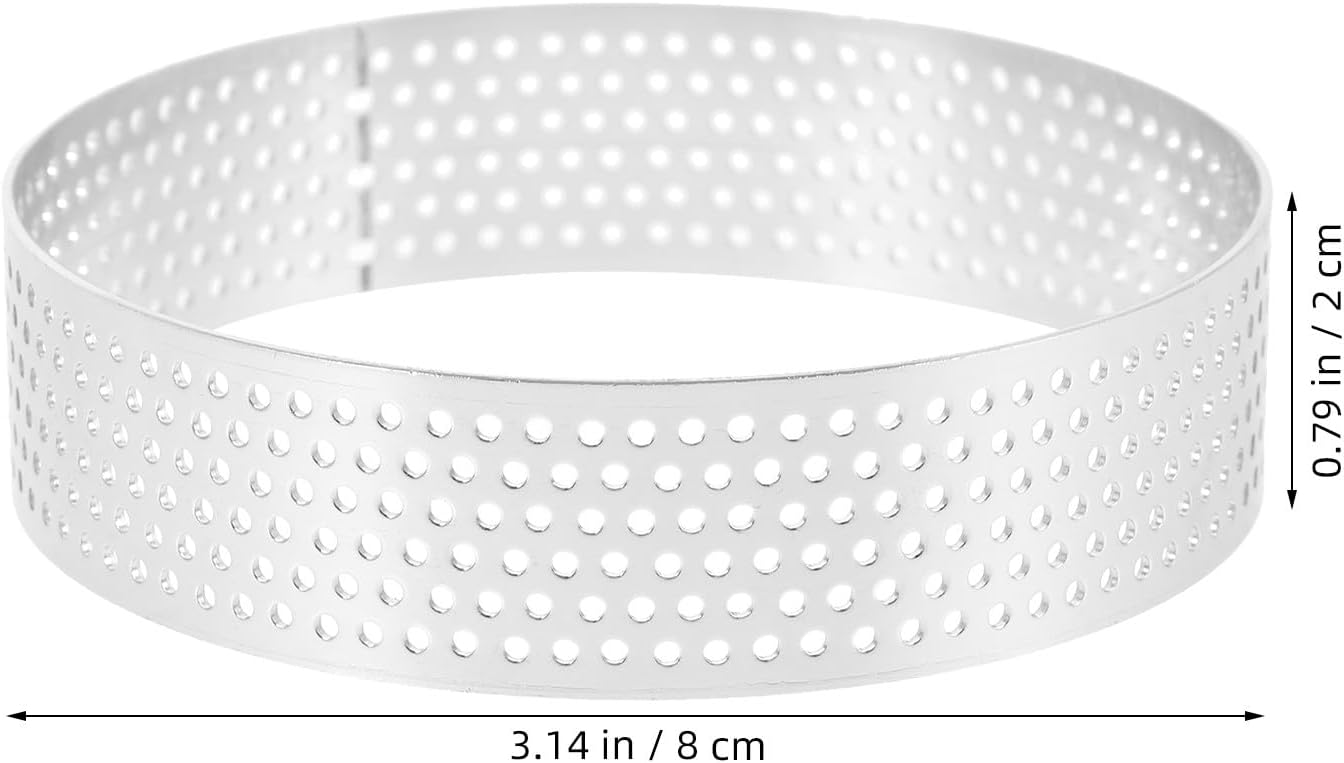 Luxshiny 18pcs Stainless Steel Tart Rings, Heat-Resistant Perforated Cake Mousse Molds, Round Rings Baking Doughnut Tools Small Fruit Tart Molds for Cooking Dessert