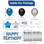 Blue Black Birthday Party Decorations Kit for Men 49 Pieces, Happy Birthday Banner, Fringe Curtains, Foil Star & Balloons Party Décor for Men Boys Women Girls Birthday Party Supplies - Image 2