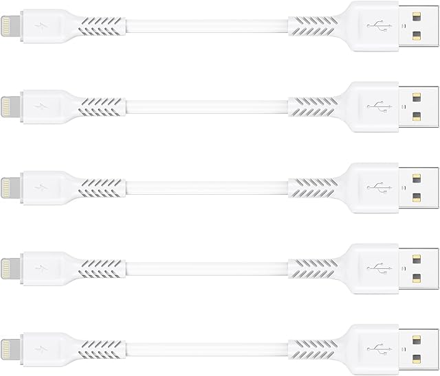 10cm iPhone Charge Cable Short, 5 Pack USB A to Lightning Cord for Fast Charging Stations Compatible with Apple iPhone 12 11 Pro Max Xs 8 7 6 5 Plus, iPad Air/Mini