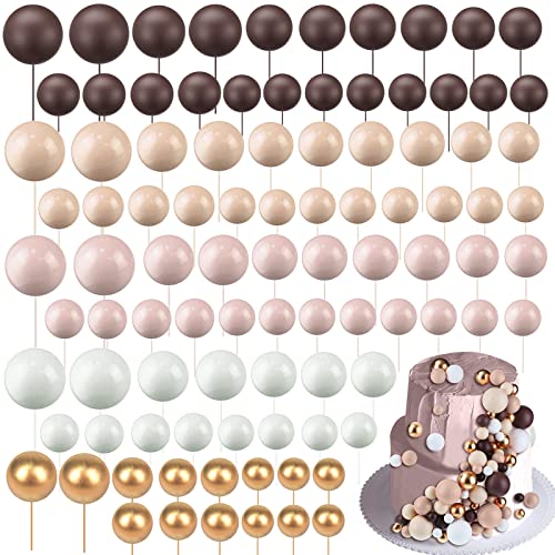 Tondiamo 108 Pcs Ball Cake Toppers, 5 Sizes for Cake Decorating, 9, A