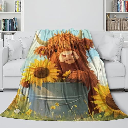 Couverture Highland Cattle en microfibre 180x200 cm pour lit - 5