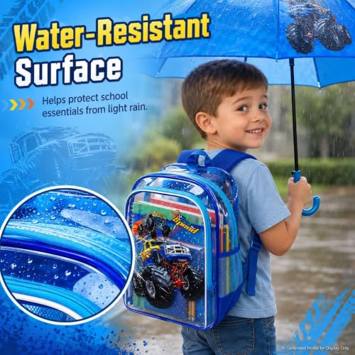 Image of KLFVB 3PCS Clear Backpack for Girls and Boys, Kids See Through Backpacks Stadium Approved, Transparent Bookbag for Elementary