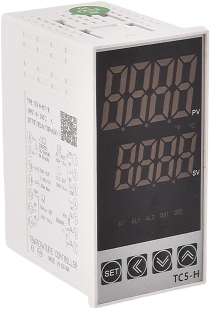 1PCS TC5 Series Intelligent Digital Display Temperature Controller AC220-240V Universal Input Double Output PID Control Thermostat(TC5-S)