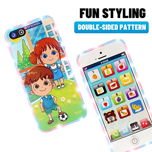 Sujosa 2pcs Black&White Yphone, Pretend Smart Mobile Toy Phone for Toddler Baby & Kids, Musical English Learning Preschool Education Electronic Cell Phone Gift for Boys & Girls (2 Packs)
