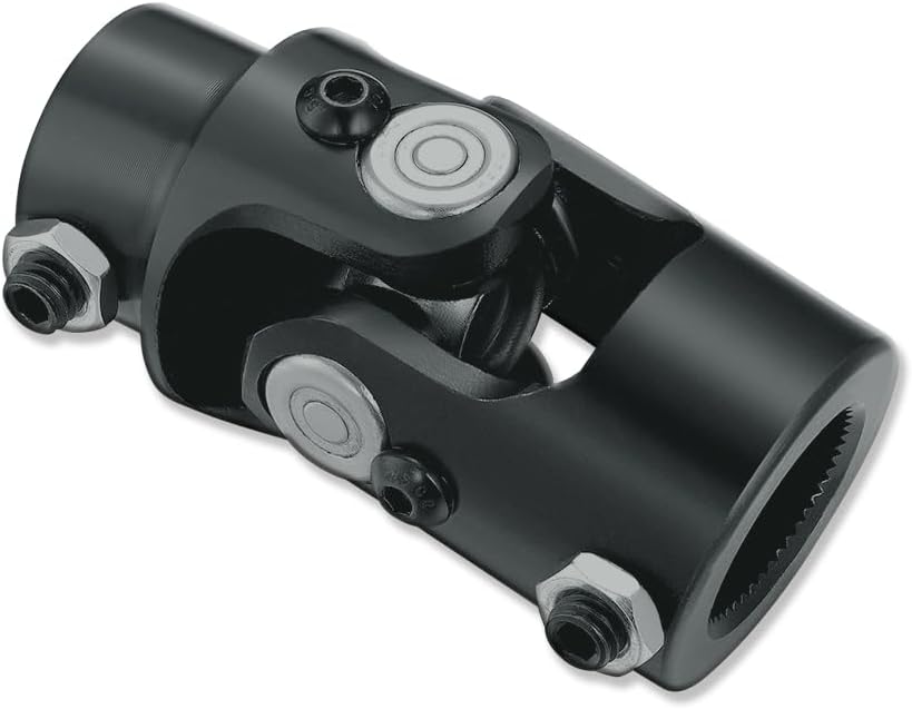 Chrome 3/4" DD 36" Steering Shaft & 3/4" DD x 1"-48 Spline Universal Steering U Joint 83mm Length Black Steel